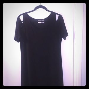 Chico’s long black flared dress!